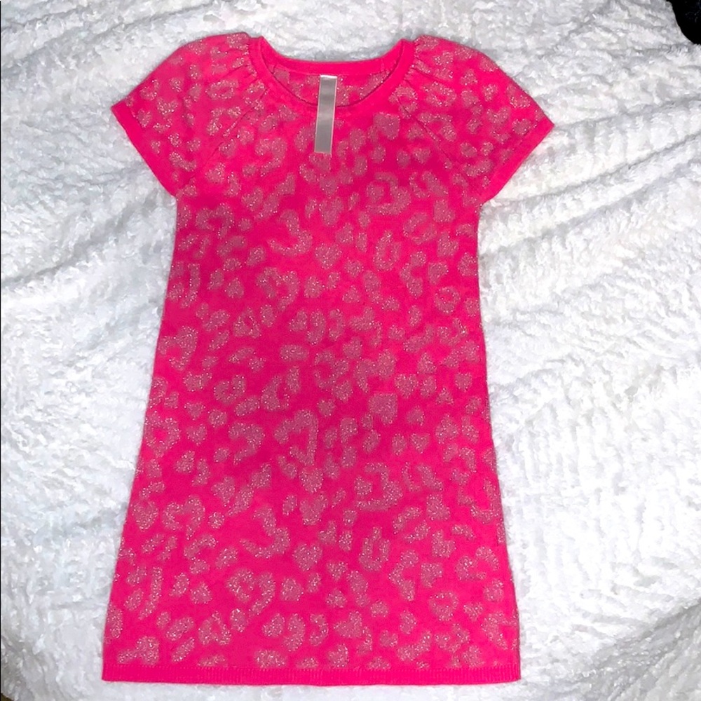 Pink and silver leopard sweater dress